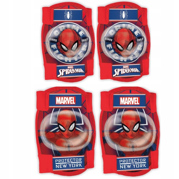 Bohaterki zestaw Spiderman, czerwony kask, ochraniacze i rękawiczki, dla chłopca 4-10 lat, 52-56cm