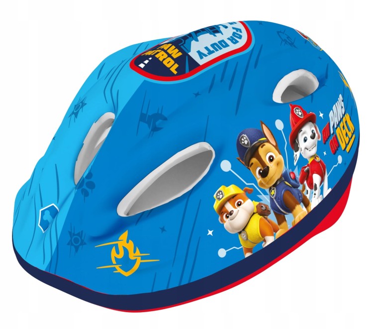 Bohaterski zestaw Chase i Marshall Psi Patrol – niebieski kask, ochraniacze i rękawiczki, dla dzieci 4–10 lat (52–56 cm)