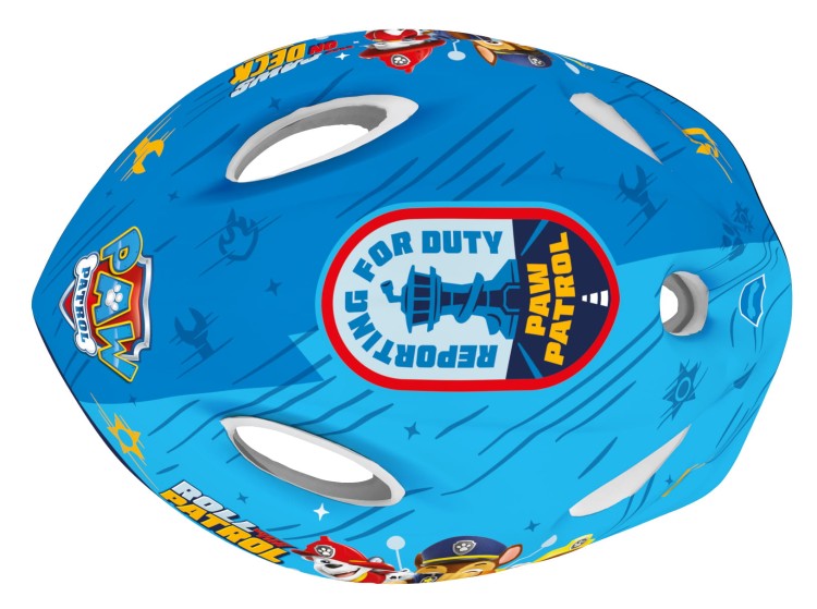 Bohaterski zestaw Chase i Marshall Psi Patrol – niebieski kask, ochraniacze i rękawiczki, dla dzieci 4–10 lat (52–56 cm)