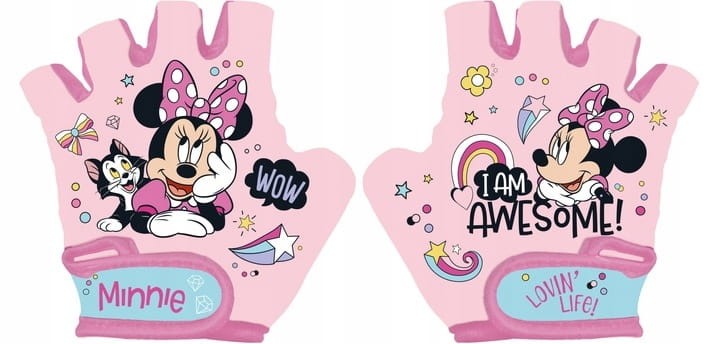 Słodki zestaw Myszka Minine – różowy kask, ochraniacze i rękawiczki, dla dziewczynki 4–10 lat (52–56 cm)