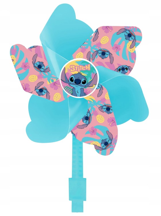 Zestaw akcesoriów rowerowych Lilo &amp; Stitch , błękitny , dla dzieci 3-8 lat: koszyk, dzwonek, wiatraczek