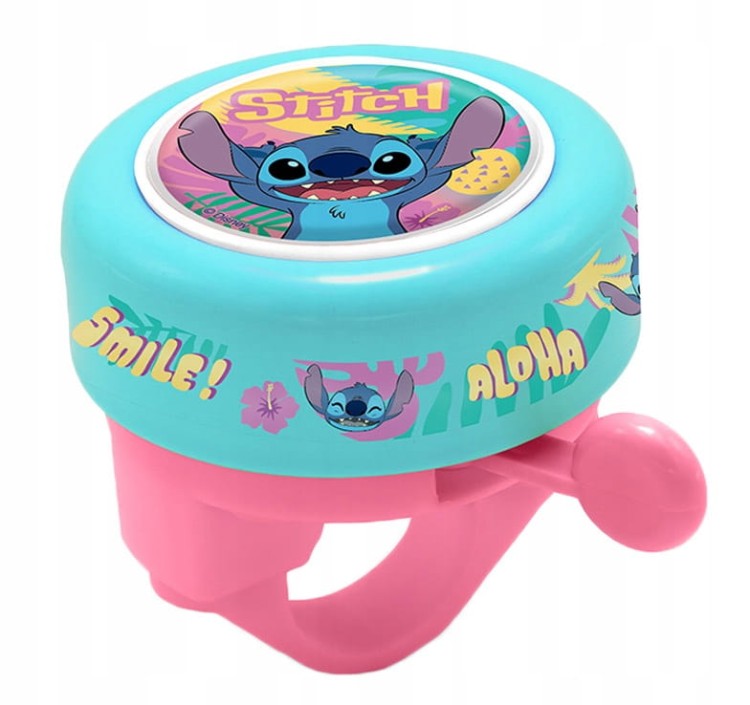 Zestaw akcesoriów rowerowych Lilo &amp; Stitch , błękitny , dla dzieci 3-8 lat: koszyk, dzwonek, wiatraczek