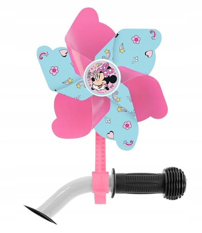 Zestaw akcesoriów rowerowych Myszka Minnie Mouse, różowy,  dla dzieci 3-8 lat: koszyk, dzwonek, wiatraczek