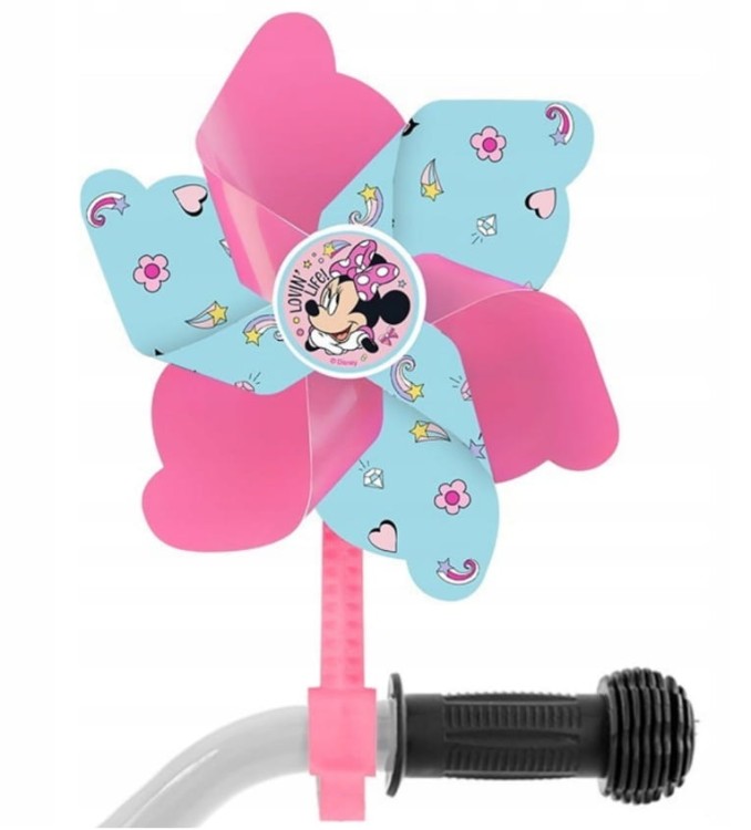 Zestaw akcesoriów rowerowych Myszka Minnie Mouse, różowy,  dla dzieci 3-8 lat: koszyk, dzwonek, wiatraczek