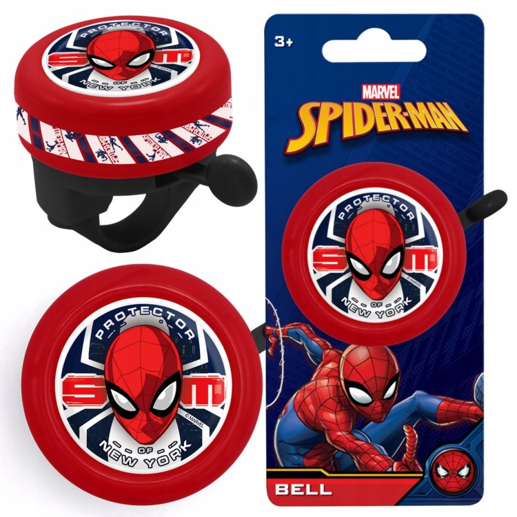 Zestaw akcesoriów rowerowe Marvel Spiderman, czerwony, dla dzieci 3-8 lat: koszyk, dzwonek