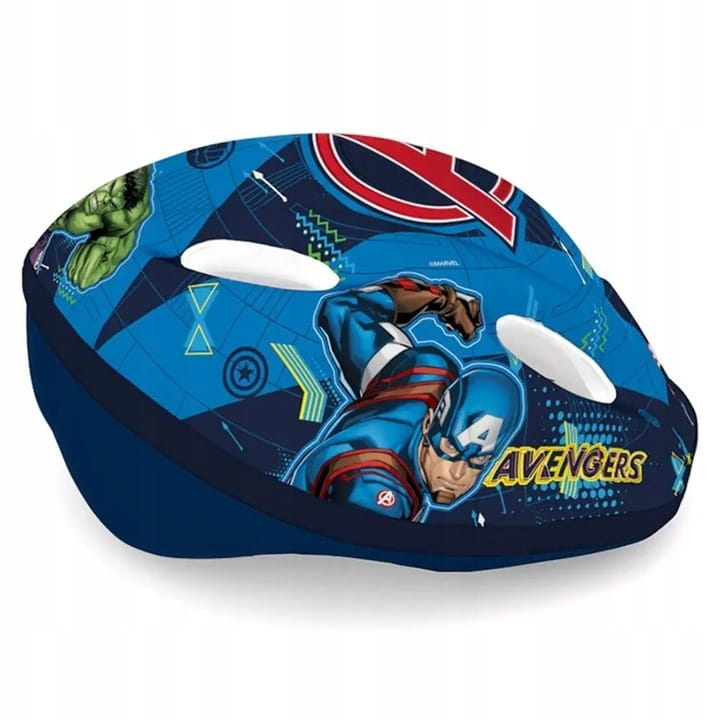 Zestaw ochronny Avengers, granatowy, dla dzieci 4-10 lat, kask 52-56 cm, ochraniacze na łokcie i kolana, rękawiczki rowerowe