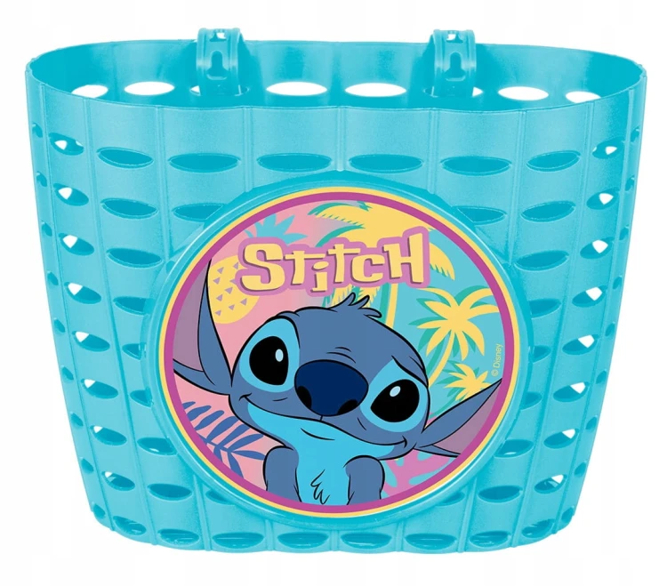 Zestaw akcesoriów rowerowych Lilo &amp; Stitch , błękitny , dla dzieci 3-8 lat: koszyk, dzwonek, wiatraczek