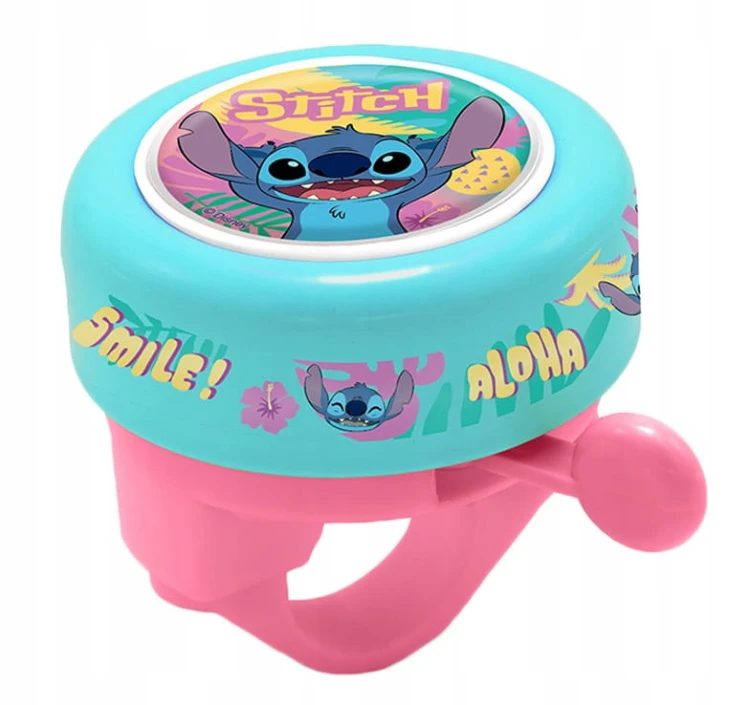 Zestaw akcesoriów rowerowych Lilo &amp; Stitch , błękitny , dla dzieci 3-8 lat: koszyk, dzwonek, wiatraczek