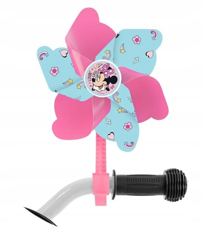 Zestaw akcesoriów rowerowych Myszka Minnie Mouse, różowy,  dla dzieci 3-8 lat: koszyk, dzwonek, wiatraczek