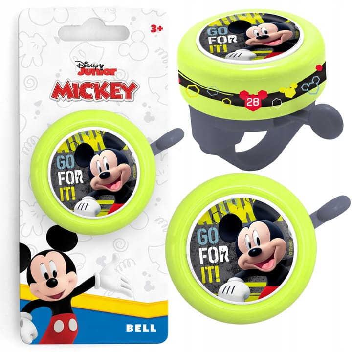 Zestaw akcesoriów rowerowych Myszka Miki Mickey Mouse, zielony, dla dzieci 3-8 lat: koszyk, dzwonek